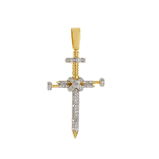Yellow Gold Diamond Nail X Cross Pendant By Truth Jewel
