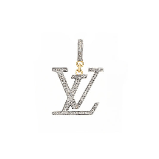 Yellow Gold White Diamond Louise Vuitton Pendant by Truth Jewel