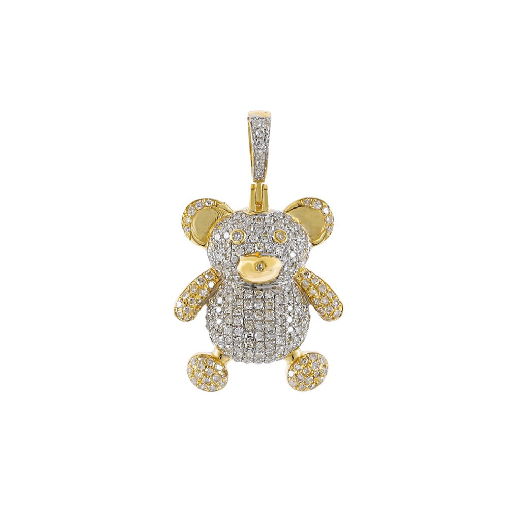 Two Tone full Diamond Teddy Bear Pendant