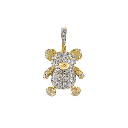 Two Tone full Diamond Teddy Bear Pendant