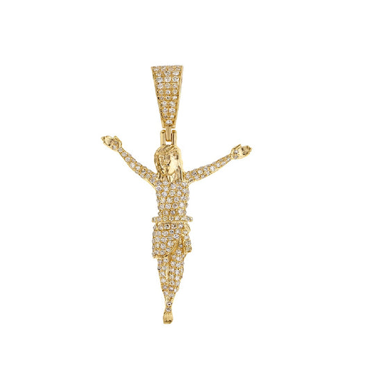 Yellow Gold Diamond Jesus Figure Pendant By Truth Jewel