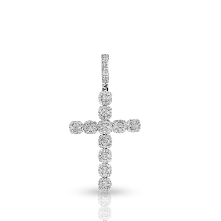 White Gold Cross Pendant in Cluster Diamond