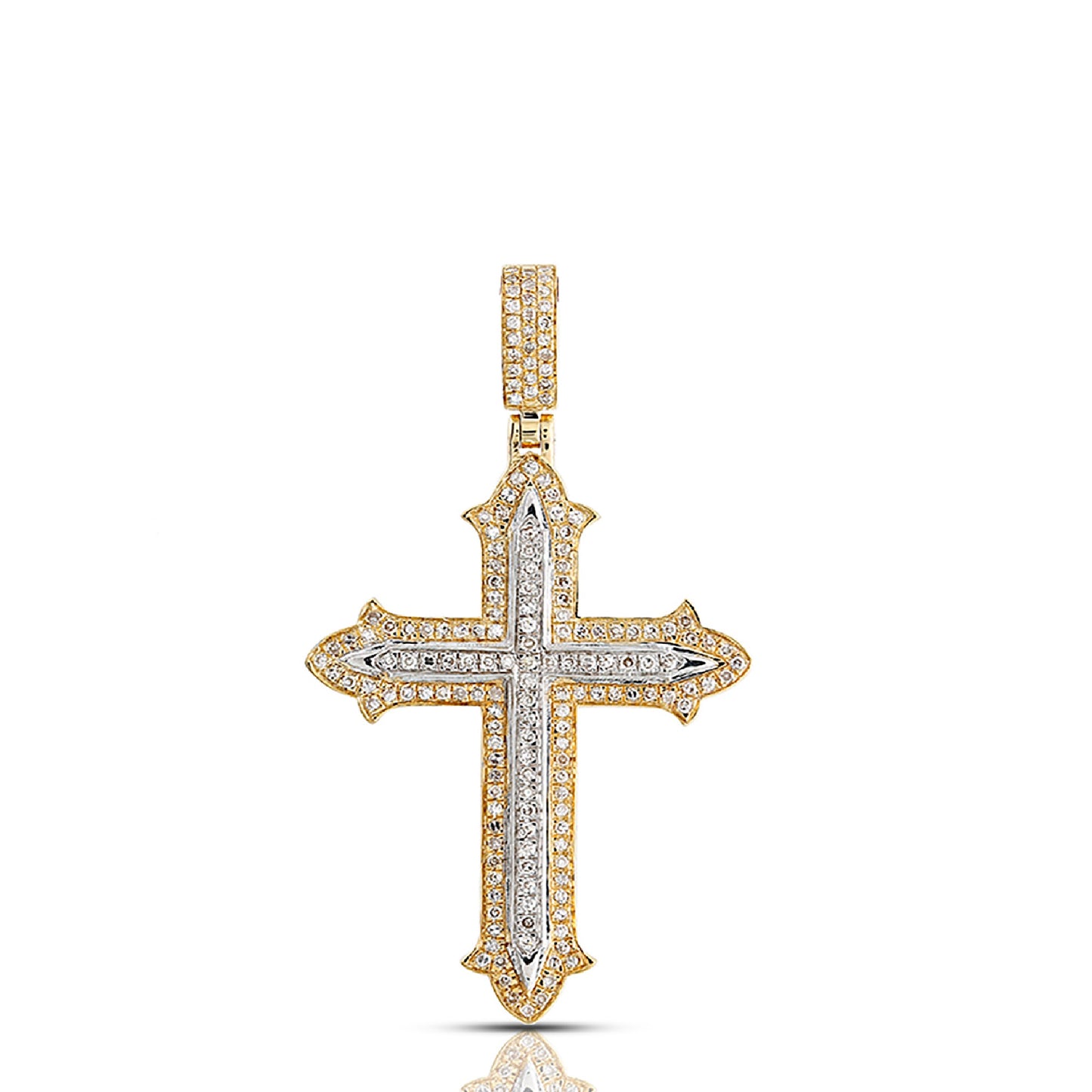 Yellow Gold Vintage Style Diamond Cross Pendant By Truth Jewel