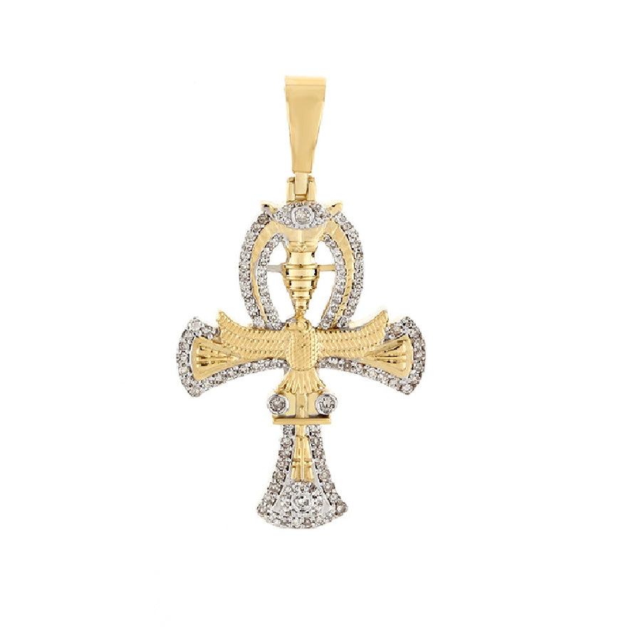 Egyptian Ankh Cross Pendant in Yellow Gold Diamond