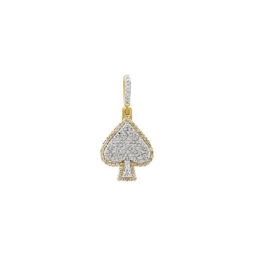 Yellow Gold White Diamond Spade Pendant by Truth Jewel