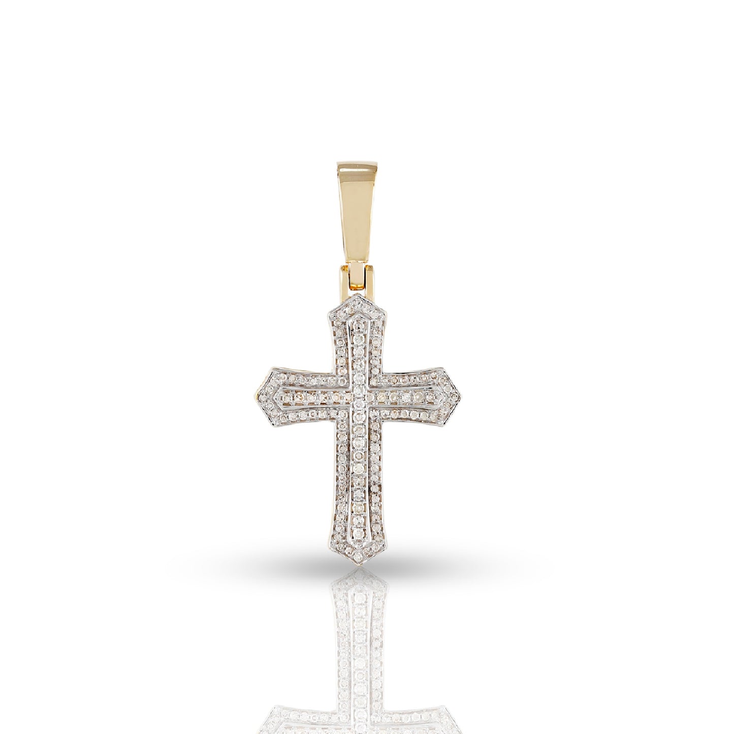 Yellow Gold Pavé Diamond Tapered Cross Pendant By Truth Jewel