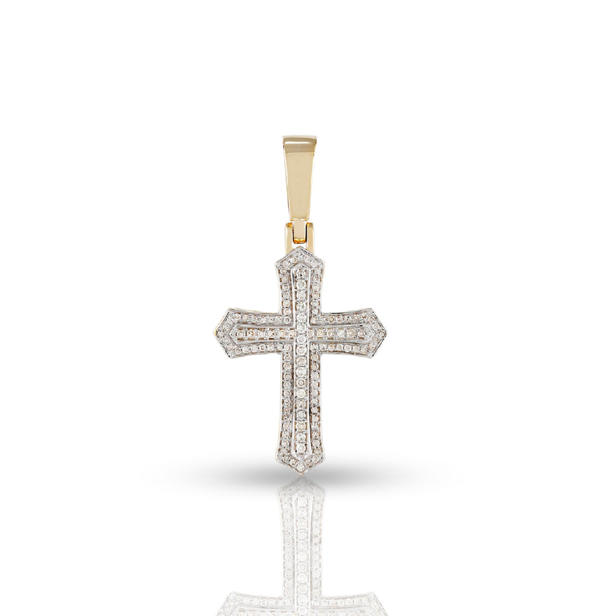 Yellow Gold Diamond Tapered Cross Pendant