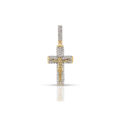 Yellow Gold White Diamond Jesus Cross Pendant by Truth Jewel