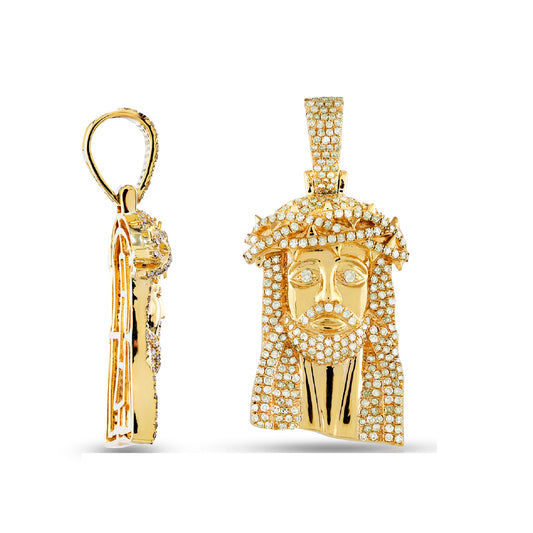 Yellow Gold Diamond Jesus Head Pendant By Truth Jewel