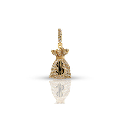 Gold Money Bag Diamond Pendant