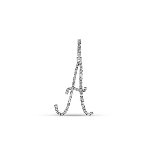 925 Silver Cz Diamond Pave 'A' Initial Letter Pendant For Women