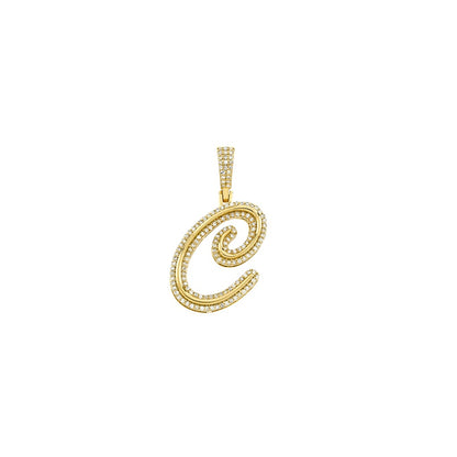 Yellow Gold Round Diamond Initial Pendant by Truth Jewel