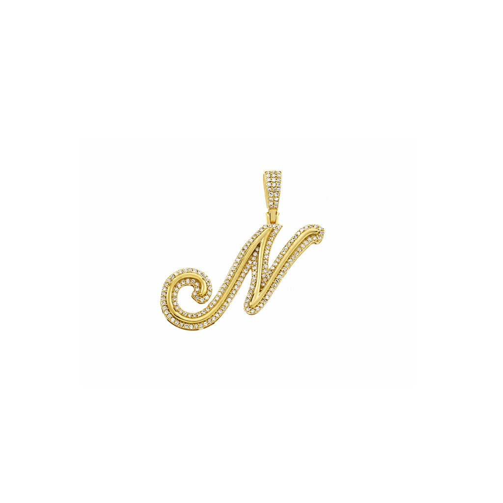 Yellow Gold Round Diamond Initial Pendant by Truth Jewel