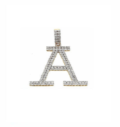 Yellow Gold Diamond illusion 'A to Z' Initial Letter Pendant