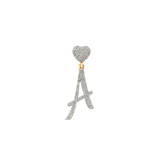 White Gold Heart 'A-Z' Initial Letter Pendant by Truth Jewel