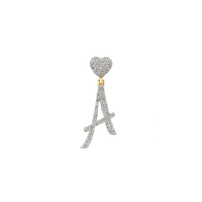 Yellow Gold Heart 'A-Z' Initial Letter Pendant