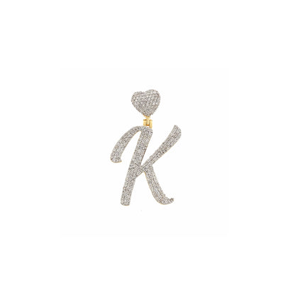 Yellow Gold Heart 'A-Z' Initial Letter Pendant