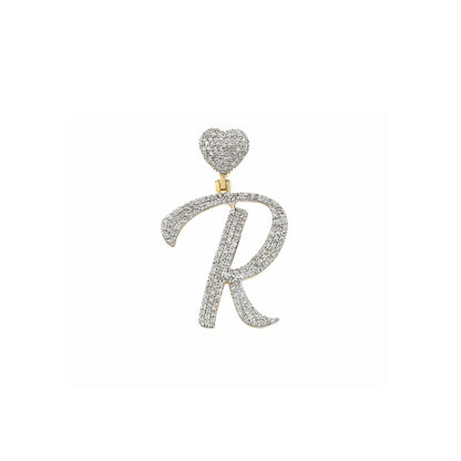 Yellow Gold Heart 'A-Z' Initial Letter Pendant