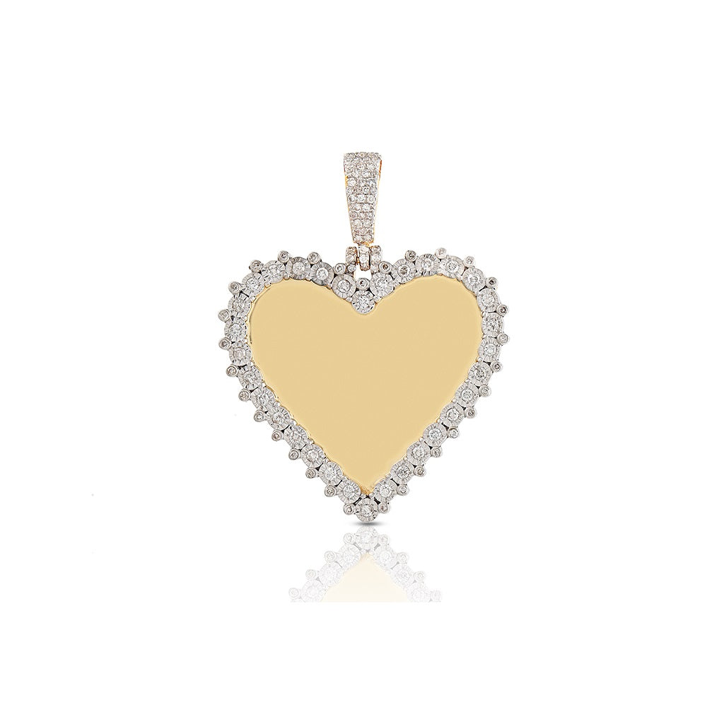 Yellow Gold White Diamond Heart Picture Pendant by Truth Jewel