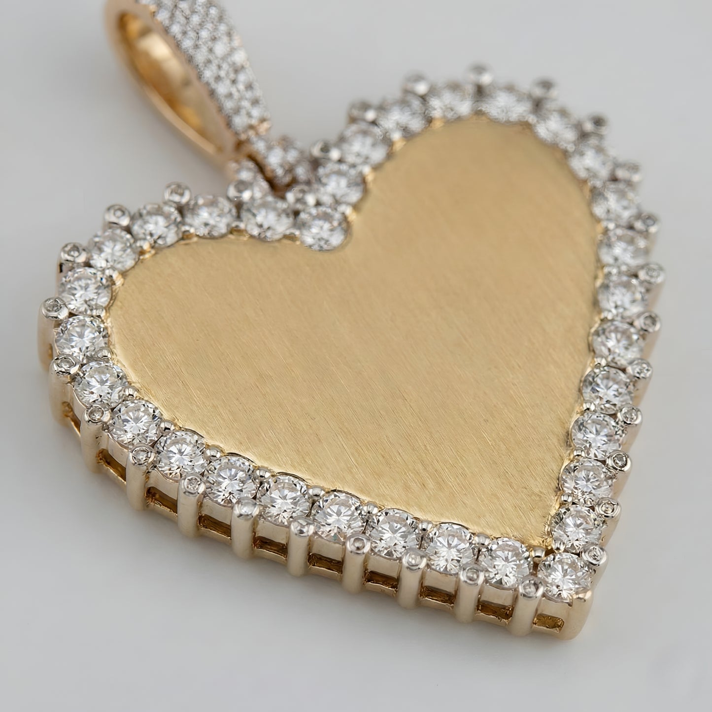 Yellow Gold Heart Pendant with Picture and Round Diamond Border