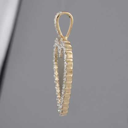 Yellow Gold Heart Pendant with Picture and Round Diamond Border