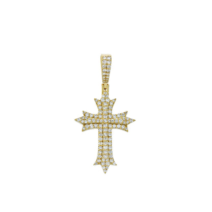 Yellow Gold Round Diamond Cross Pendant