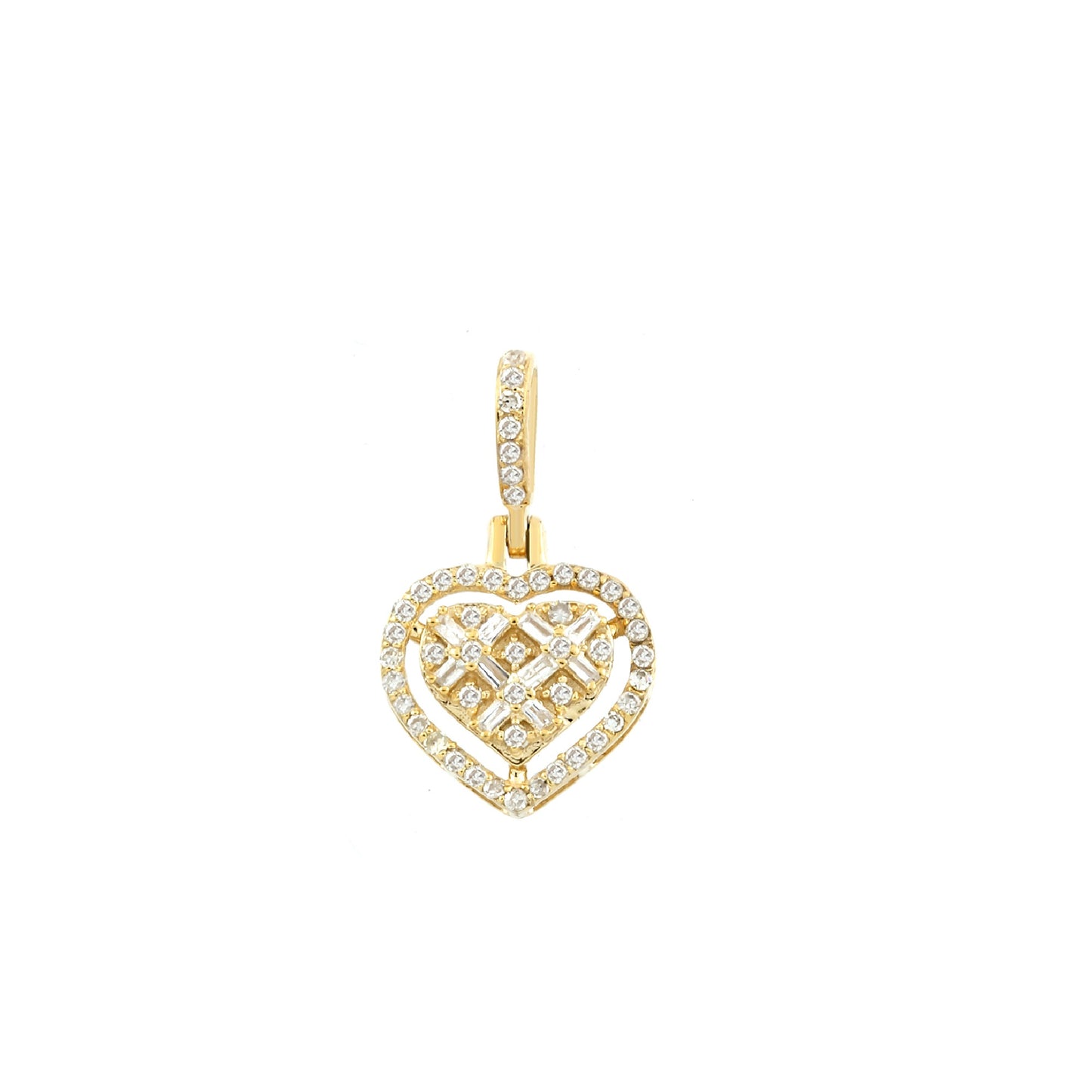 Yellow Gold Diamond Heart Pendant with Halo Border