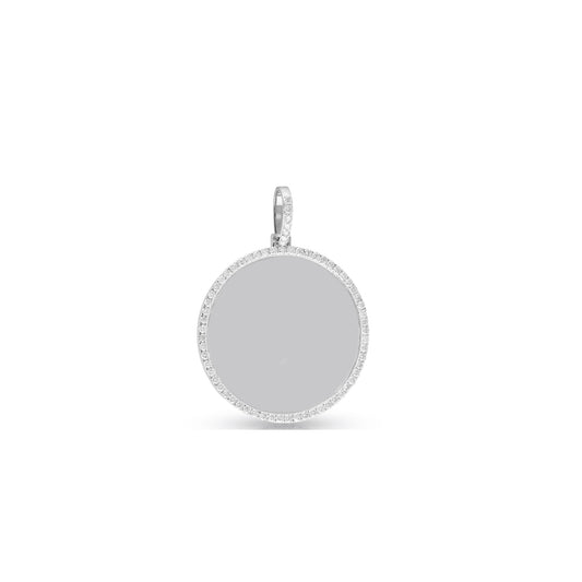 925 Silver Cz Round Cut  Diamond Picture Pendant