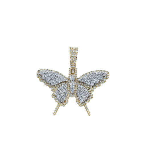 14KT Yellow Gold Diamond Butterfly Statement Pendant