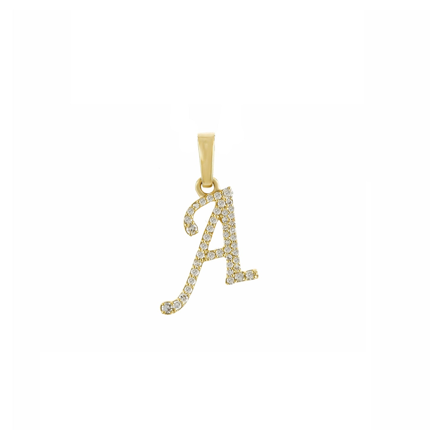 Yellow Gold Round Diamond Initial Letters Pendant by Truth Jewel