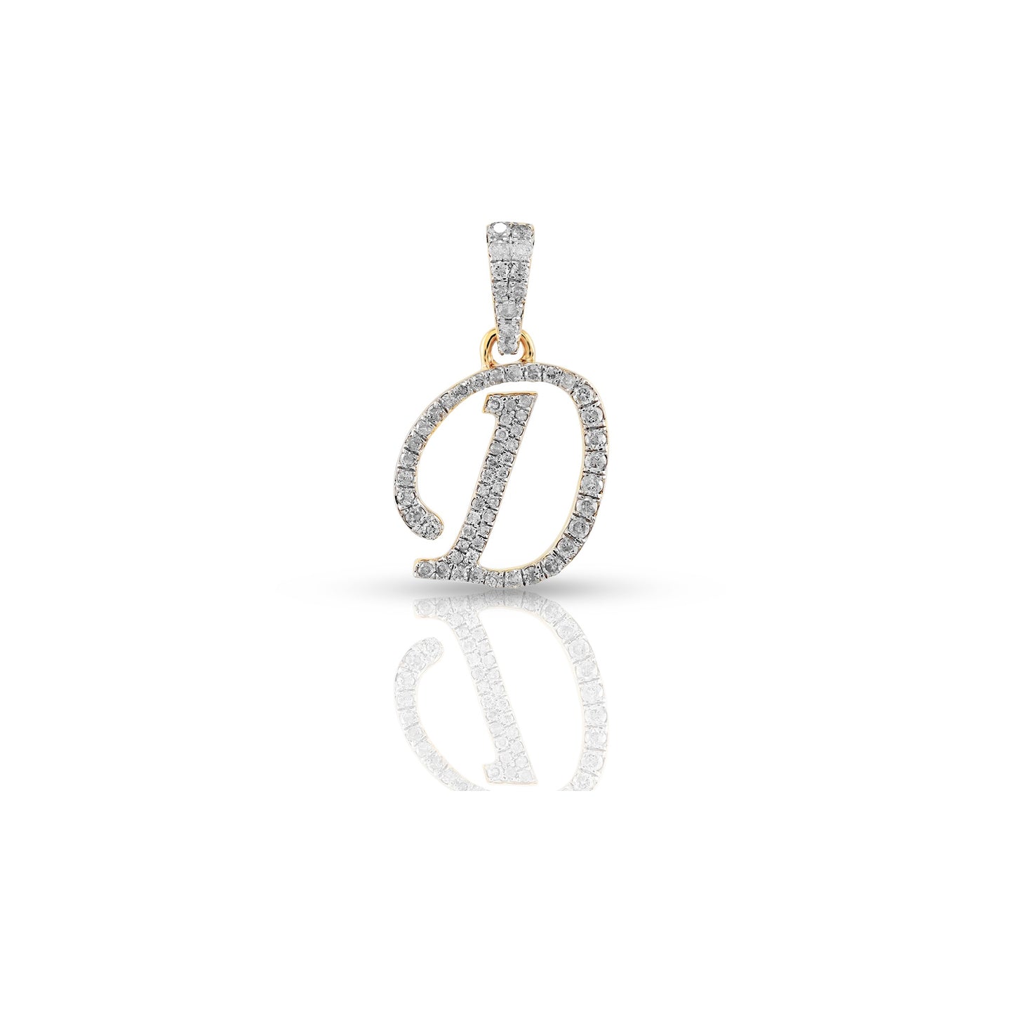 Yellow Gold White Diamond Initial Letters Pendant by Truth Jewel