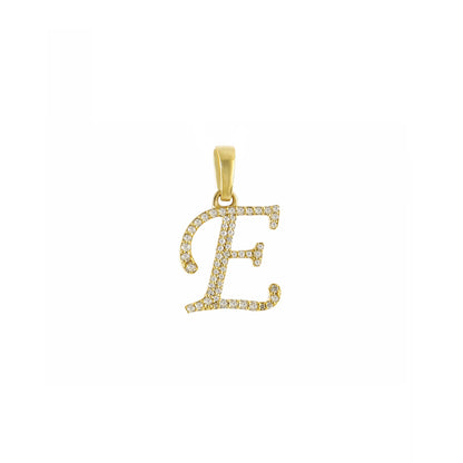 Yellow Gold Round Diamond Initial Letters Pendant by Truth Jewel
