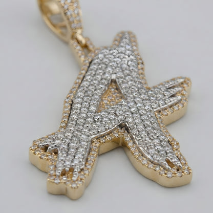 Yellow Gold Diamond Initial Pendant Necklace