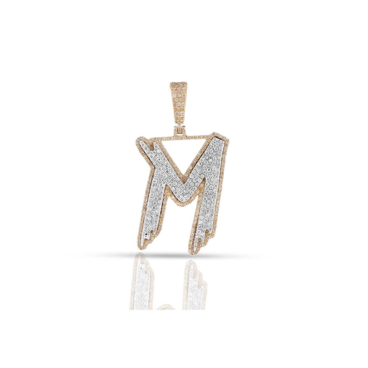 Yellow Gold White Diamond Initial Letter Pendant by Truth Jewel