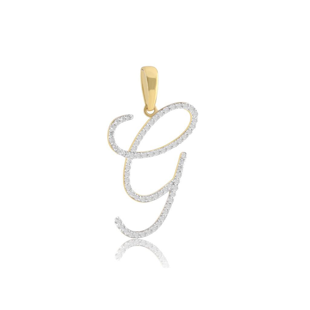 Yellow Gold Diamond Initial Pendant