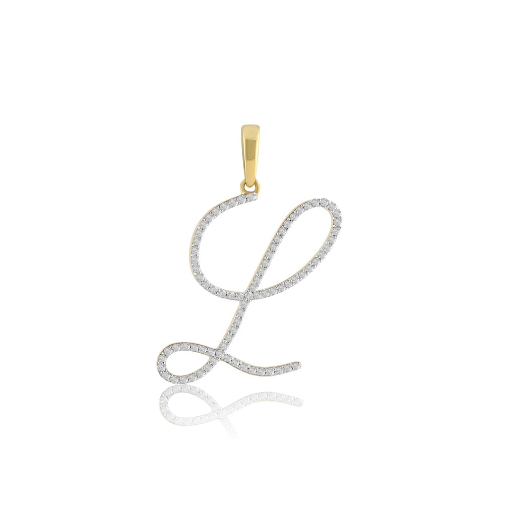 Yellow Gold Diamond Initial Pendant