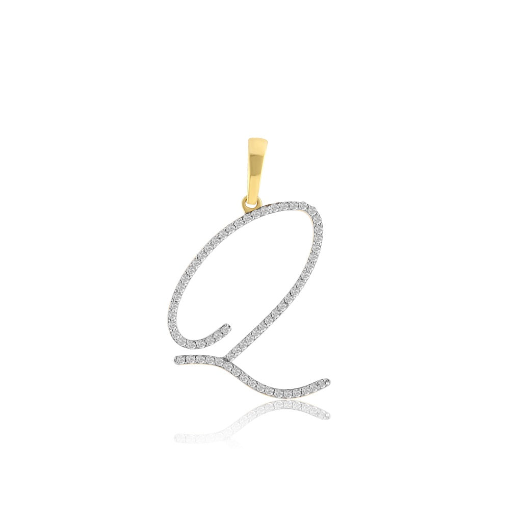 Yellow Gold Diamond Initial Pendant