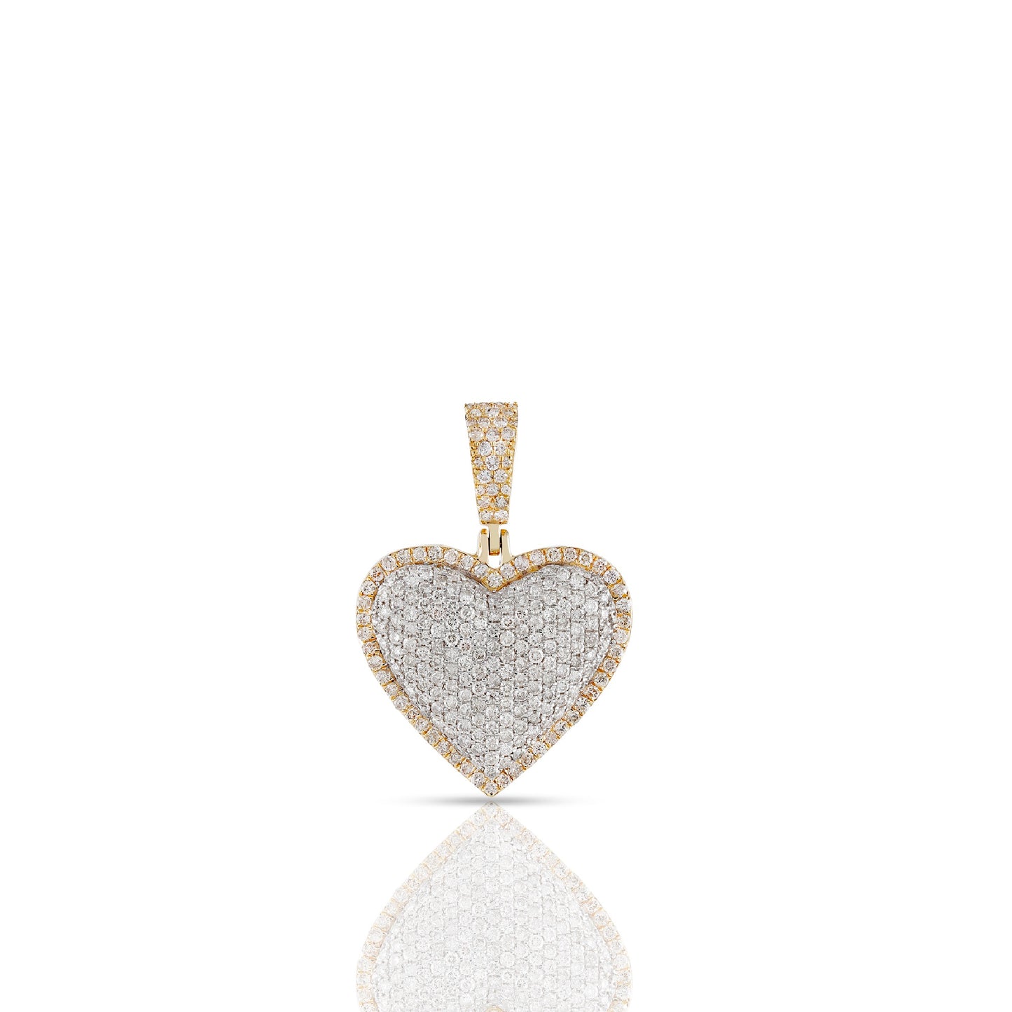 Yellow Gold Diamond Heart Pendant with Halo Edge