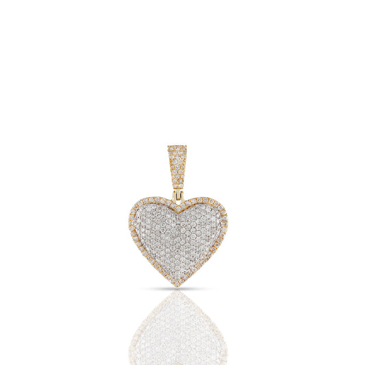Yellow Gold Diamond Heart Pendant with Halo Edge