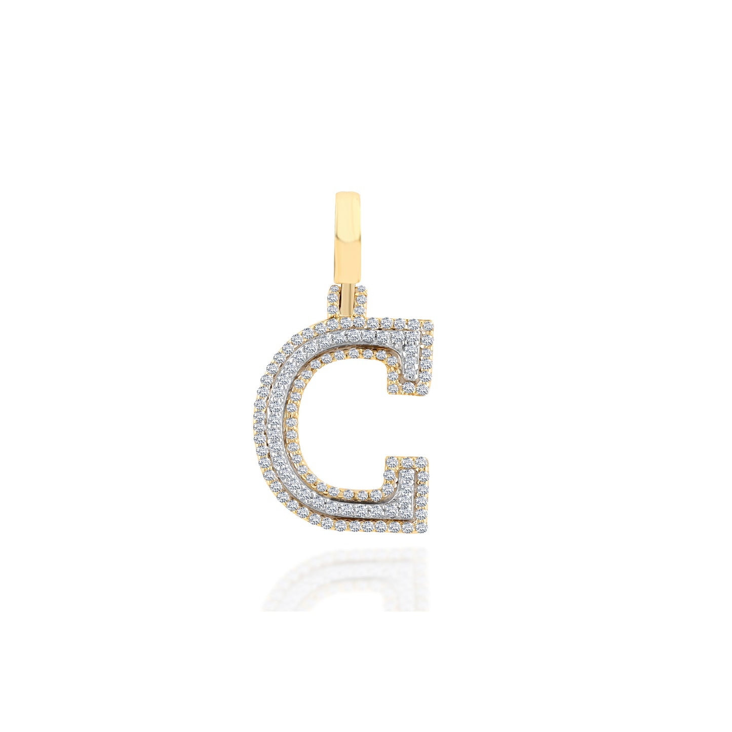 Yellow Gold White Diamond Initial Pendant by Truth Jewel