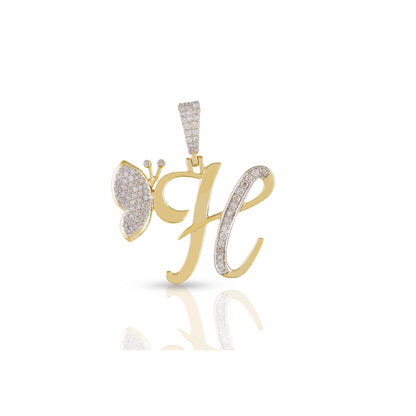 Yellow Gold A-Z Butterfly Initial Letter Pendant by Truth Jewel