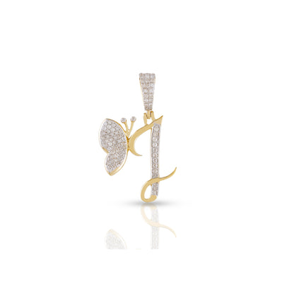 Yellow Gold A-Z Butterfly Initial Letter Pendant by Truth Jewel