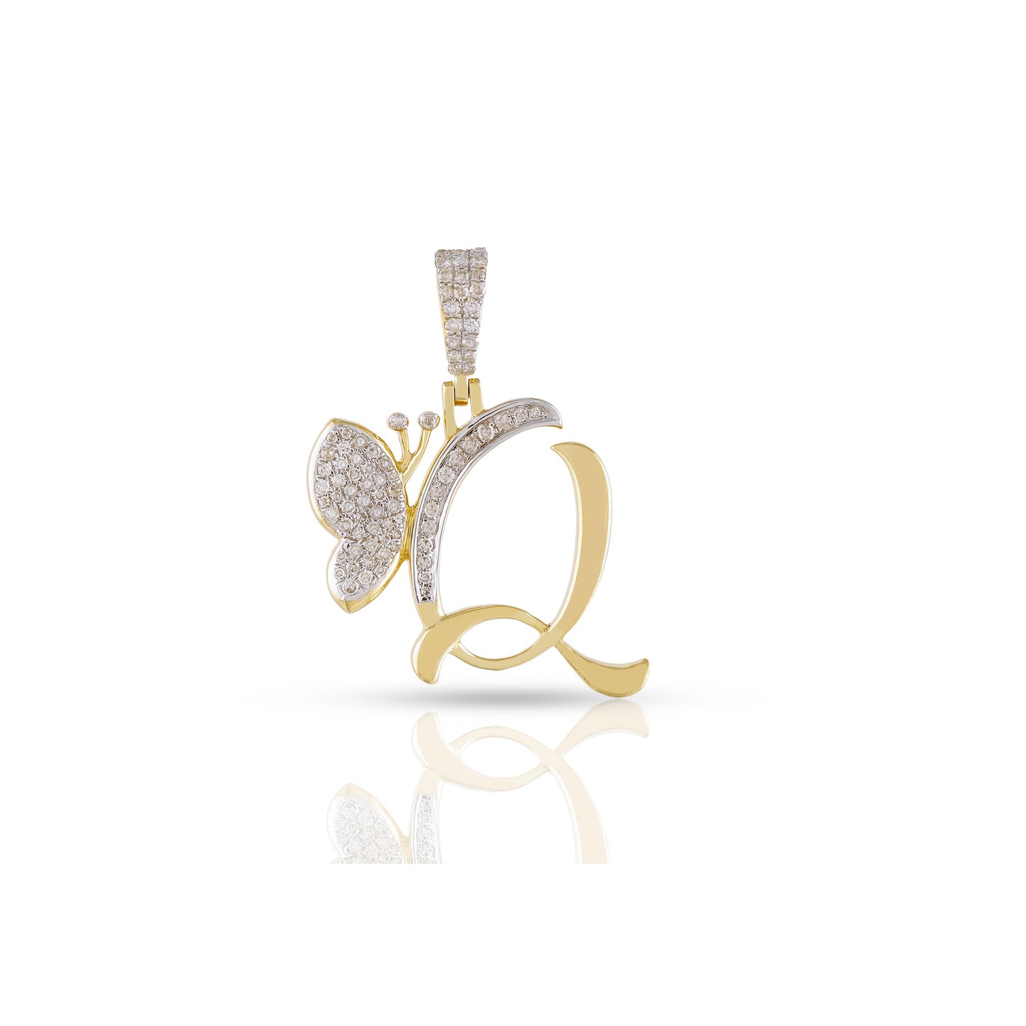 Yellow Gold A-Z Butterfly Initial Letter Pendant by Truth Jewel