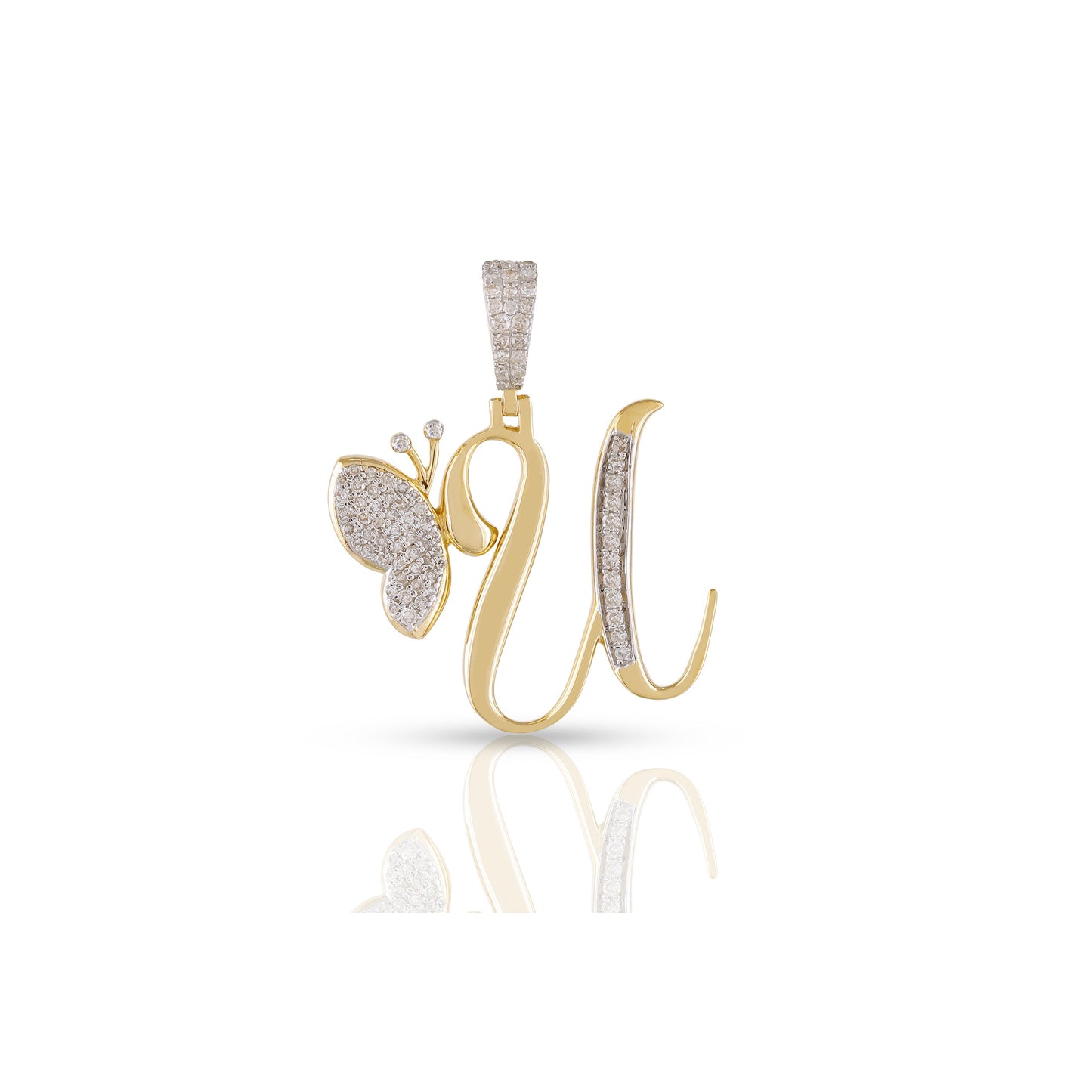 Yellow Gold A-Z Butterfly Initial Letter Pendant by Truth Jewel