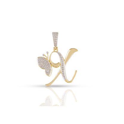 Yellow Gold A-Z Butterfly Initial Letter Pendant by Truth Jewel