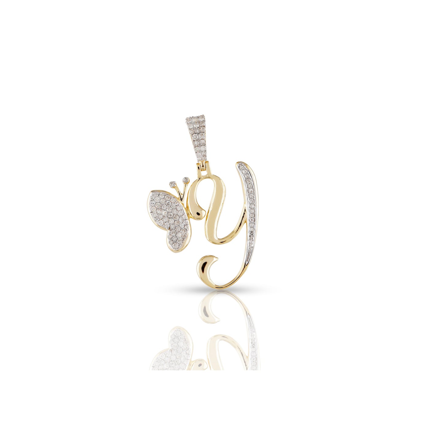 Yellow Gold A-Z Butterfly Initial Letter Pendant by Truth Jewel