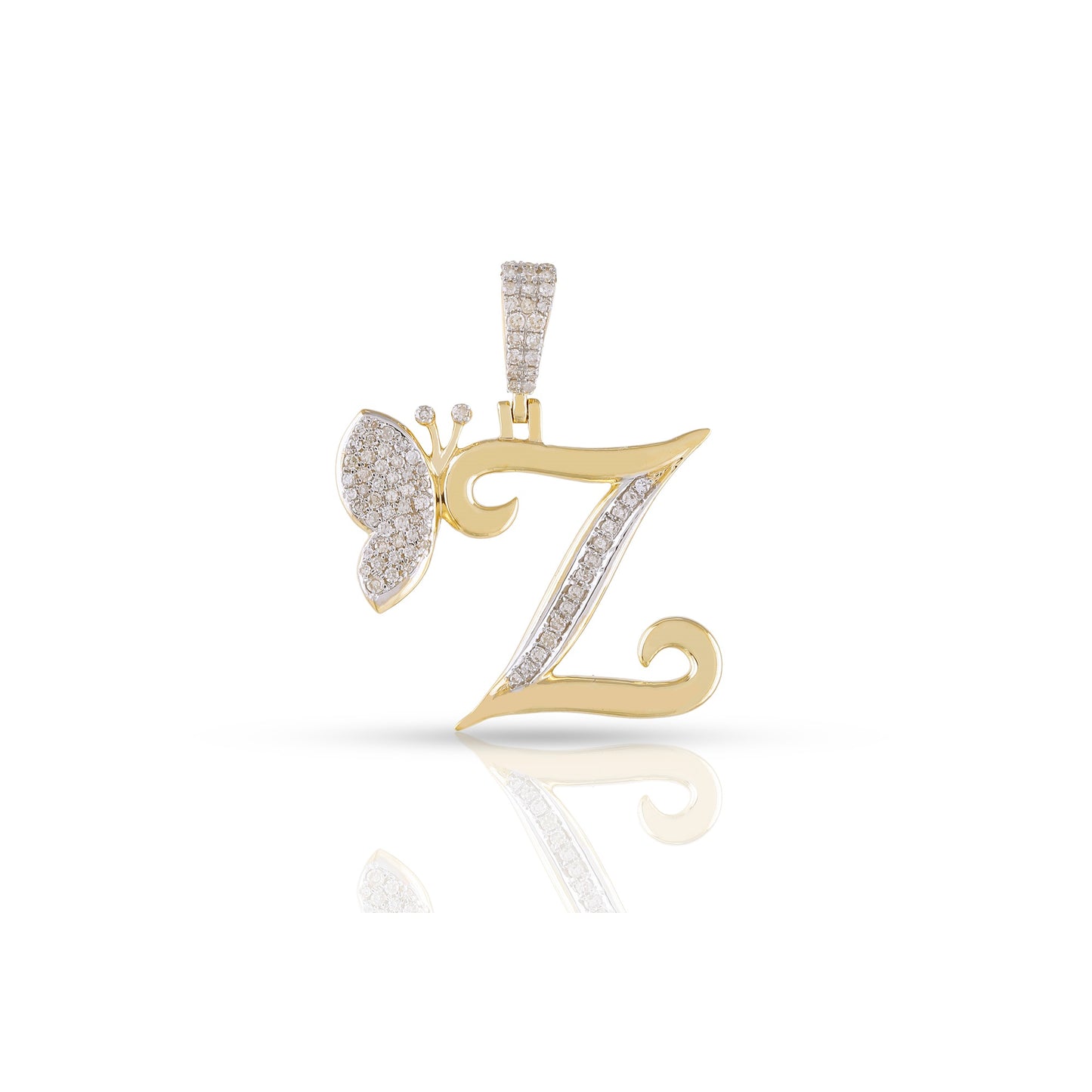 Yellow Gold A-Z Butterfly Initial Letter Pendant by Truth Jewel