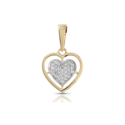 Yellow Gold White Diamond Heart Pendant by Truth Jewel