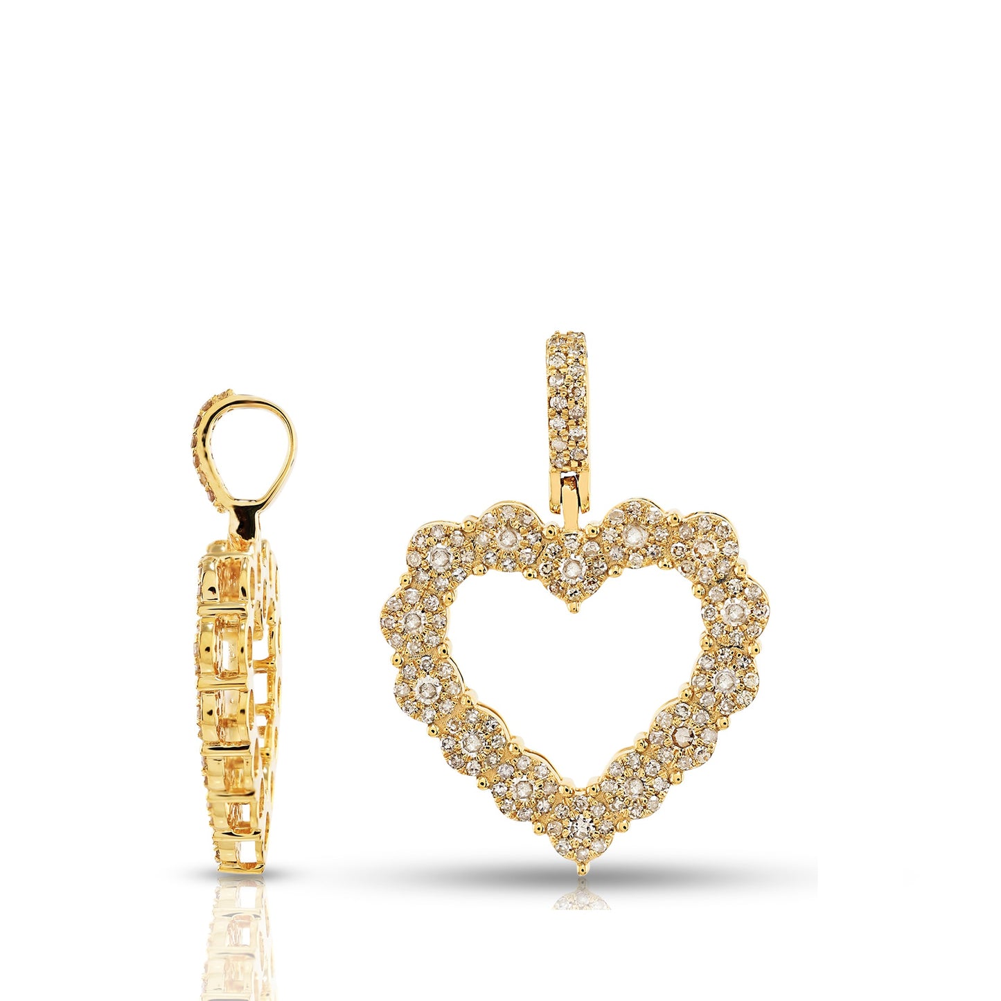 Heart Pendant with Floral Cluster Frame