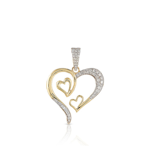 Heart in Heart Three Heart Diamond Pendant